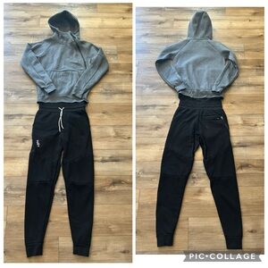 Tuxy Suit Grey Black Hoodie Lounge Jumpsuit Sweatshirt Sweatpants XS S